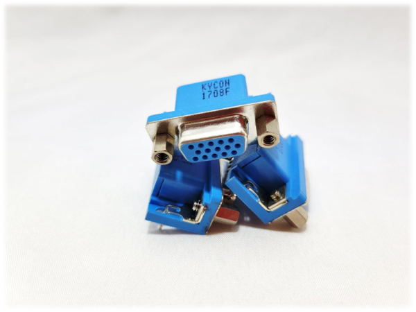 CONECTOR HEMBRA, DB15, 15 PINES, 3 FILAS, ANGULO RECTO, COLOR AZUL / MODELO CHS-103 - Image 4