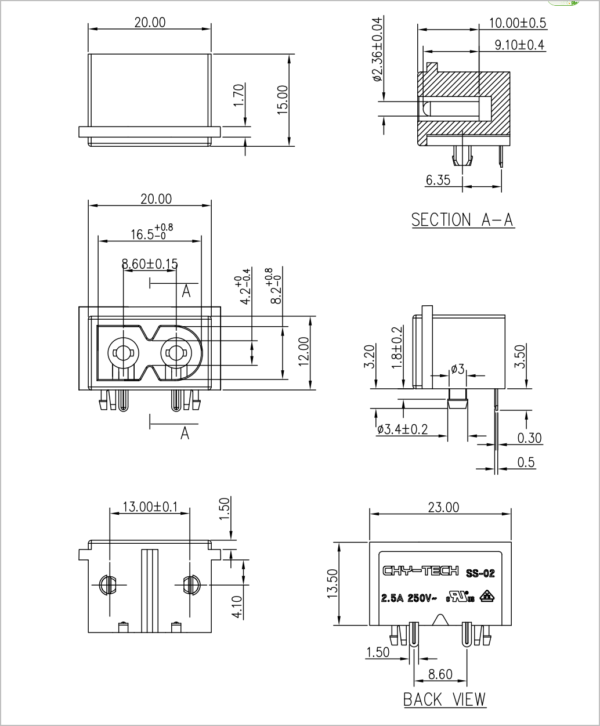 TOMA DE CORRIENTE PARA MONTAJE, MACHO tipo SONY / MODELO SS-02 - Image 4