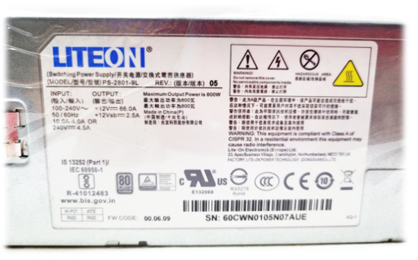 FUENTE DE ALIMENTACIÓN CONMUTADA LITE-ON 800W / MOD.PS-2801-9L - Image 2