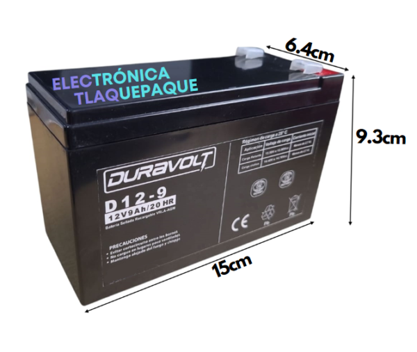 BATERÍA SELLADA D6-7 DURAVOLT VRLA AGM (12 V 9 Ah) - Image 2