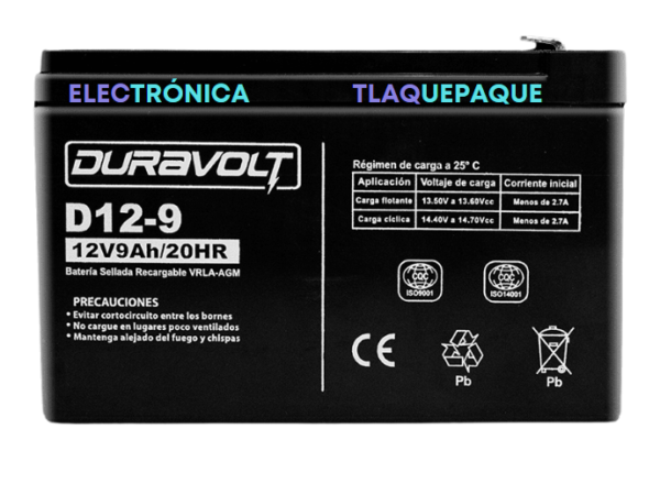 BATERÍA SELLADA D6-7 DURAVOLT VRLA AGM (12 V 9 Ah)