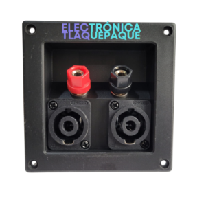 BORNE CUADRADO para BAFLE, 2 CONECTOR BANANA, 2 CONECTOR NEUTRIK / MOD. BCF-4P
