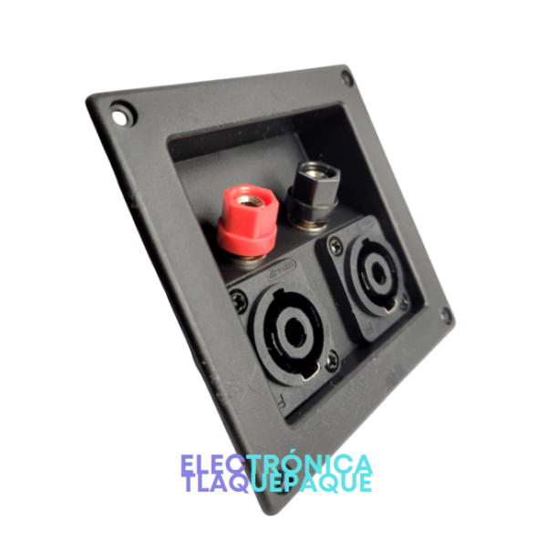 BORNE CUADRADO para BAFLE, 2 CONECTOR BANANA, 2 CONECTOR NEUTRIK / MOD. BCF-4P - Image 3