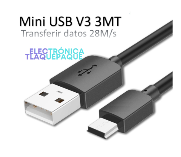 CABLE MINI USB - V3 TRANSFERENCIA DE DATOS, 3Mt