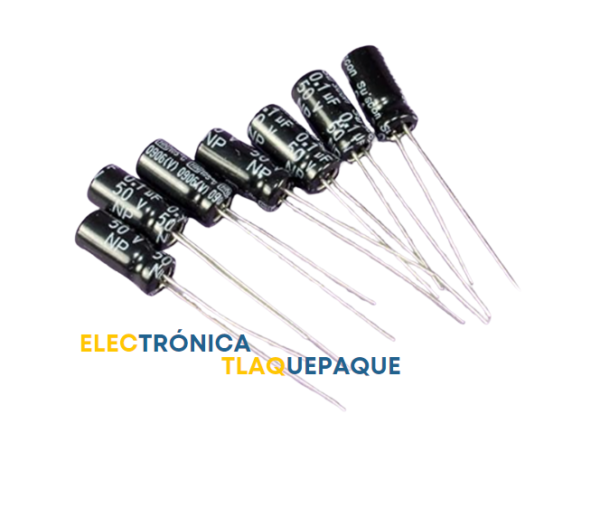 CAPACITOR ELECTROLITICO 0.1uF 50V B.P / Paquete 10 Piezas