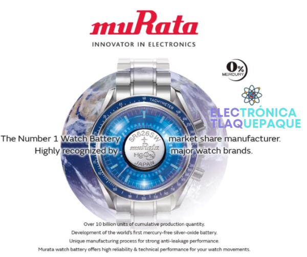 PILA, BATERÍA, 1.55V OXIDO DE PLATA MARCA MURATA / MODELO SR626SW/377 - Image 3