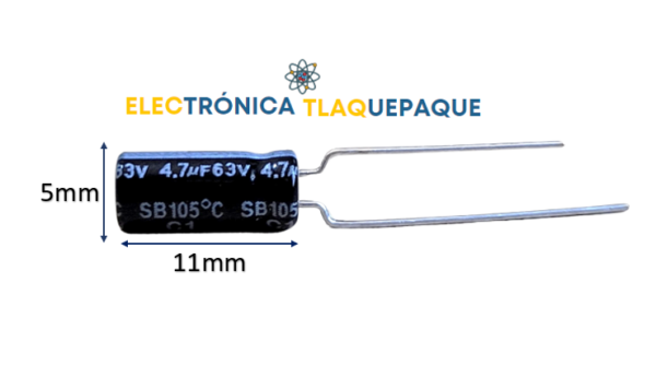 CAPACITOR ELECTROLITICO 4.7uF-63v / 105° / Paquete 10 Piezas - Image 3