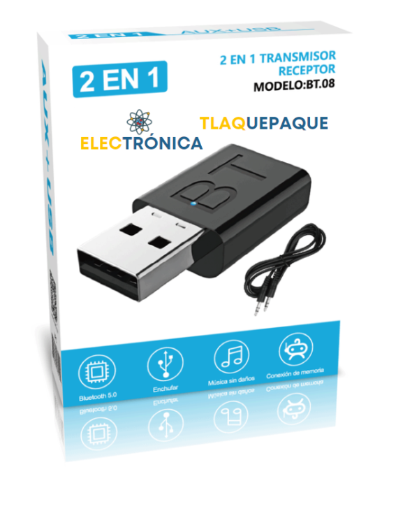 RECEPTOR Y TRANSMISOR USB / 5.1 ADAPTDOR BLUETOOTH con 3.5mm