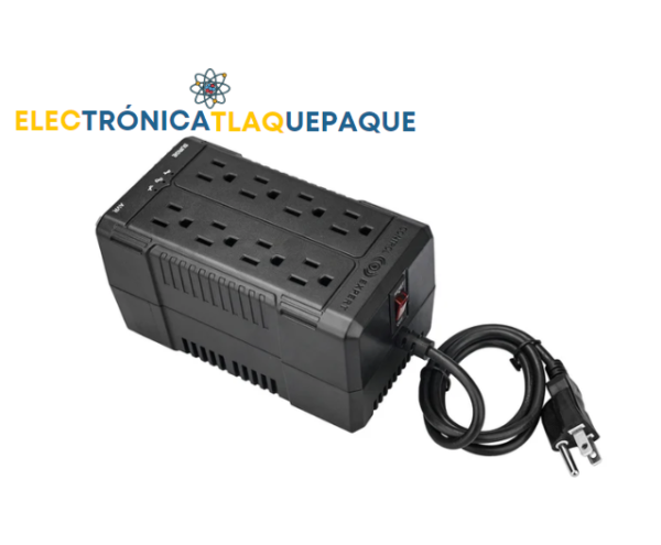 REGULADOR DE VOLTAJE 8 CONTACTOS / 1000kv 500w / USO DOMESTICO / OFICINA / COLOR NEGRO