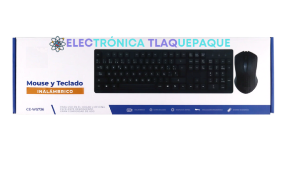 COMBO TECLADO Y MOUSE INALÁMBRICO, RECEPTOR USB  MOD. CE-WS736 - Image 3