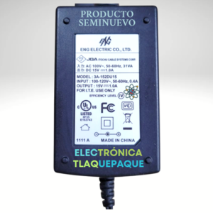 ADAPTADOR DE VOLTAJE 15V-1.0 AMP / MARCA ENG ELECTRIC , PLUG 1.7mm / MODELO: 3A-152DU15