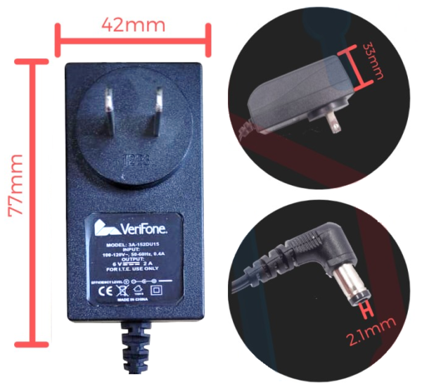 ADAPTADOR DE VOLTAJE 6V-2AMP MARCA VERIFONE / PLUG 2.1mm ESCUADRA - Image 4