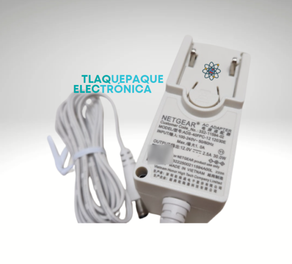 ADAPTADOR DE CORRIENTE 12V – 2.5 AMP, MARCA NETGEAR / CONECTOR 2.1mm / MODELO. ADS-40FPC-12