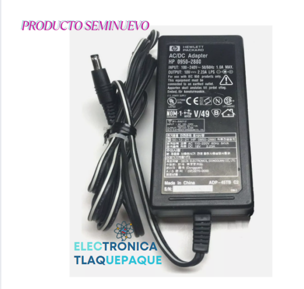 ADAPTADOR DE VOLTAJE, MARCA (HP) 18V-2.23AMP / PLUG 2.1mm / MODELO HP-0920-2880