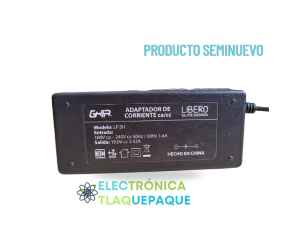 ADAPTADOR DE CORRIENTE CA/CC 19V - 3.42 AMP, MARCA GHIA / CONECTOR 1.7mm / MODELO. LFI5H
