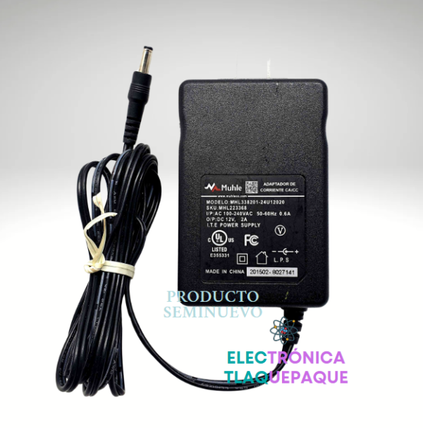 ADAPTADOR DE VOLTAJE 12V-2.0 AMP / MARCA MUHLE, PLUG 1.7mm ESCUADRA / MODELO: MHL338201-24U12020X - Image 4