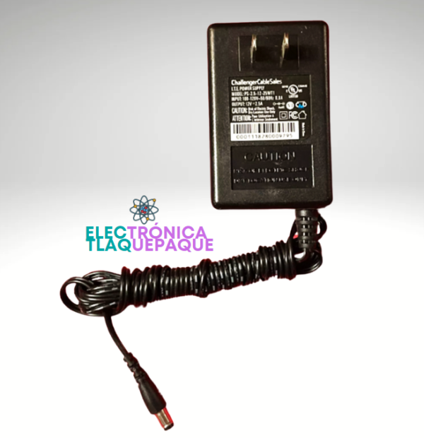 ADAPTADOR DE CORRIENTE 12V – 2.5 AMP, MARCA CHALLENGER C.S / CONECTOR 2.1mm / MODELO. PS-2.5-12-25WT1 - Image 2