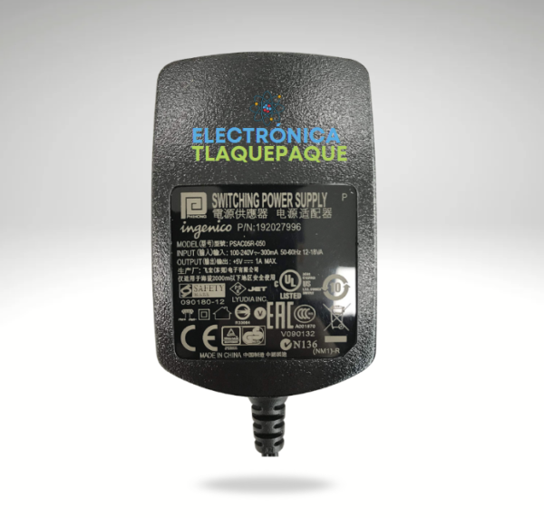 ADAPTADOR DE CORRIENTE 5V – 1.0 AMP, MARCA INGENICO / CONECTOR 1.7mm / MODELO. PSAC05R-050