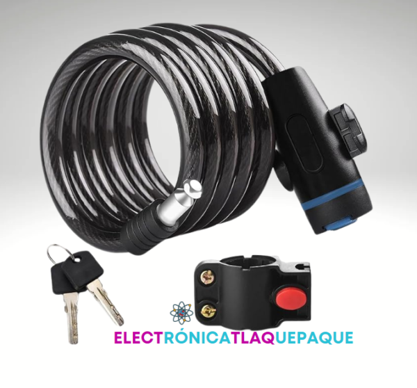 CABLE CANDADO FLEXIBLE, KEVOSOK, CANDADO para BICICLETA ANTIRROBO, CON LLAVE, 120cm // MODELO. 46MLKQ