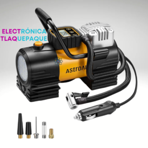 COMPRESOR DE AIRE PORTÁTIL , para AUTO 12V, MOTO (Hasta 150 PSI) con LAMPARA 12 LED´S Super Brillante