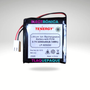 BATERIA RECARGABLE de IONES DE LITIO, MARCA TENERGY / 3.7V – 2200 mAh / Modelo. LP-925050.