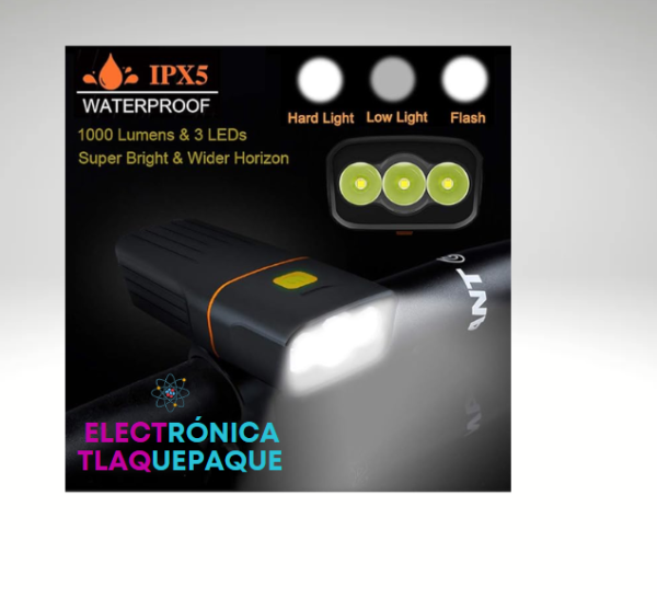 LUCES LED RECARGABLE, DELANTERA Y TRASERA para BICICLETA, 1000 LUMENES, IMPERMEABLE // MODELO. B08XDT - Image 2