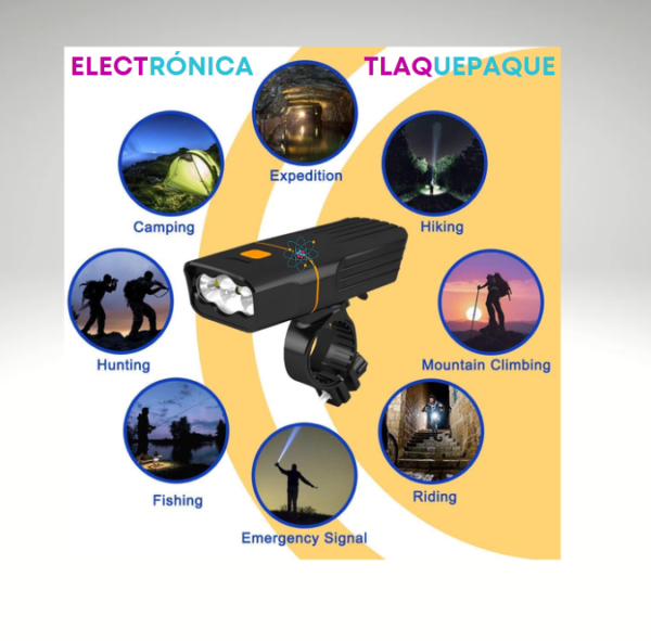 LUCES LED RECARGABLE, DELANTERA Y TRASERA para BICICLETA, 1000 LUMENES, IMPERMEABLE // MODELO. B08XDT - Image 5