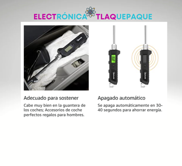 MANÓMETRO DIGITAL de PRESIÓN DE AIRE con DOBLE ROSCA, con LUZ, (230PSI) - Image 4