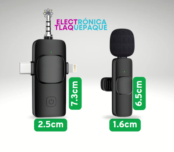 MICRÓFONO INALAMBRICO LAVALIER 2.4G 3 Entradas 3.5mm, Tipo C y Lighting (IPHONE) con REDUCCIÓN de RUIDO / MODELO. MI3C - Image 4