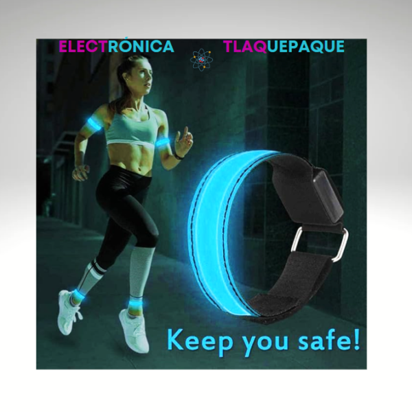 PULSERA LED RECARGABLE, CONEXIÓN USB, BANDA REFLEJANTE, AJUSTABLE (4Pzas) - Image 3