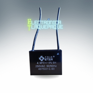 CAPACITOR CUADRADO para VENTILADOR 4MFD +/-5% SH 370VAC / 50/60Hz / MODELO. CAPV42C