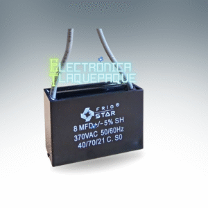 CAPACITOR CUADRADO para VENTILADOR 8MFD +/-5% SH 370VAC / 50/60Hz / MODELO. CAPV82C