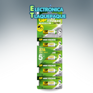 BATERIA ALCALINA de ALTO VOLTAJE / MARCA GP 27A / BLISTER con 5 PIEZAS / MODELO. PB2705