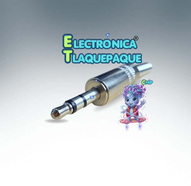 CONECTOR PLUG METÁLICO de AUDIO ESTÉREO 3.5mm con RESORTE para SOLDAR / MODELO. CPM35