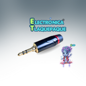CONECTOR NEGRO, PLUG METÁLICO, AUXILIAR ESTÉREO 3.5mm, de AUDIO, para SOLDAR / MODELO. CMN35R
