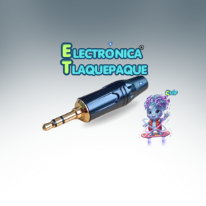 CONECTOR NEGRO, PLUG METÁLICO, AUXILIAR ESTÉREO 3.5mm, de AUDIO, para SOLDAR / MODELO. CMN35D
