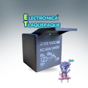 RELEVADOR AUTOMOTRIZ (RELAY) ELECTROMAGNÉTICO, NEGRO, CUBO JD1915 12VDC-40A