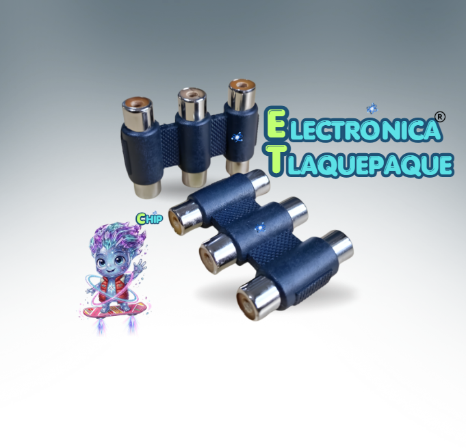 CONECTOR, PLÁSTICO, COPLE, TRIPLE UNION, RCA, HEMBRA a HEMBRA / MODELO. CPTR603 - Imagen 2