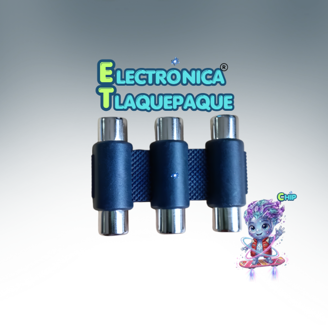 CONECTOR, PLÁSTICO, COPLE, TRIPLE UNION, RCA, HEMBRA a HEMBRA / MODELO. CPTR603 - Imagen 3