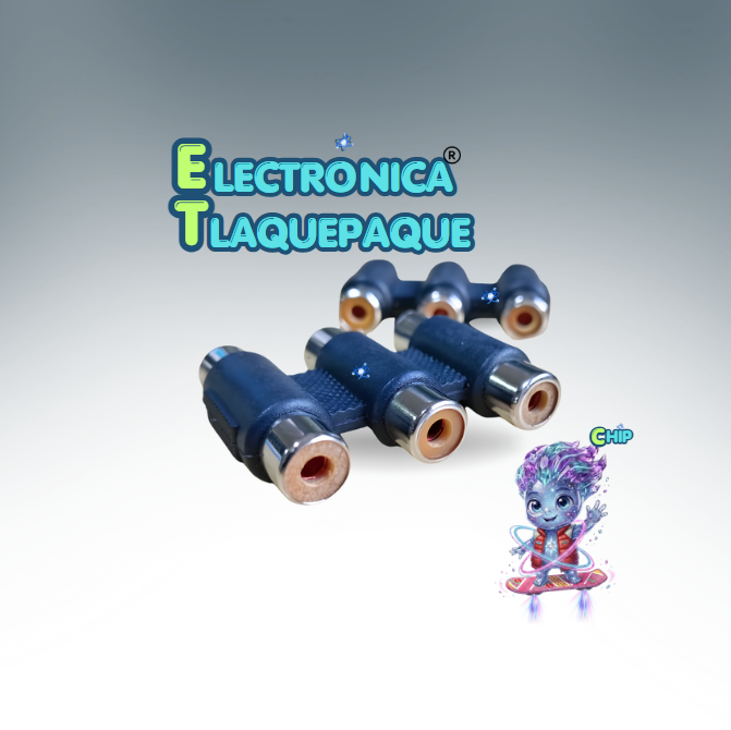 CONECTOR, PLÁSTICO, COPLE, TRIPLE UNION, RCA, HEMBRA a HEMBRA / MODELO. CPTR603 - Imagen 7